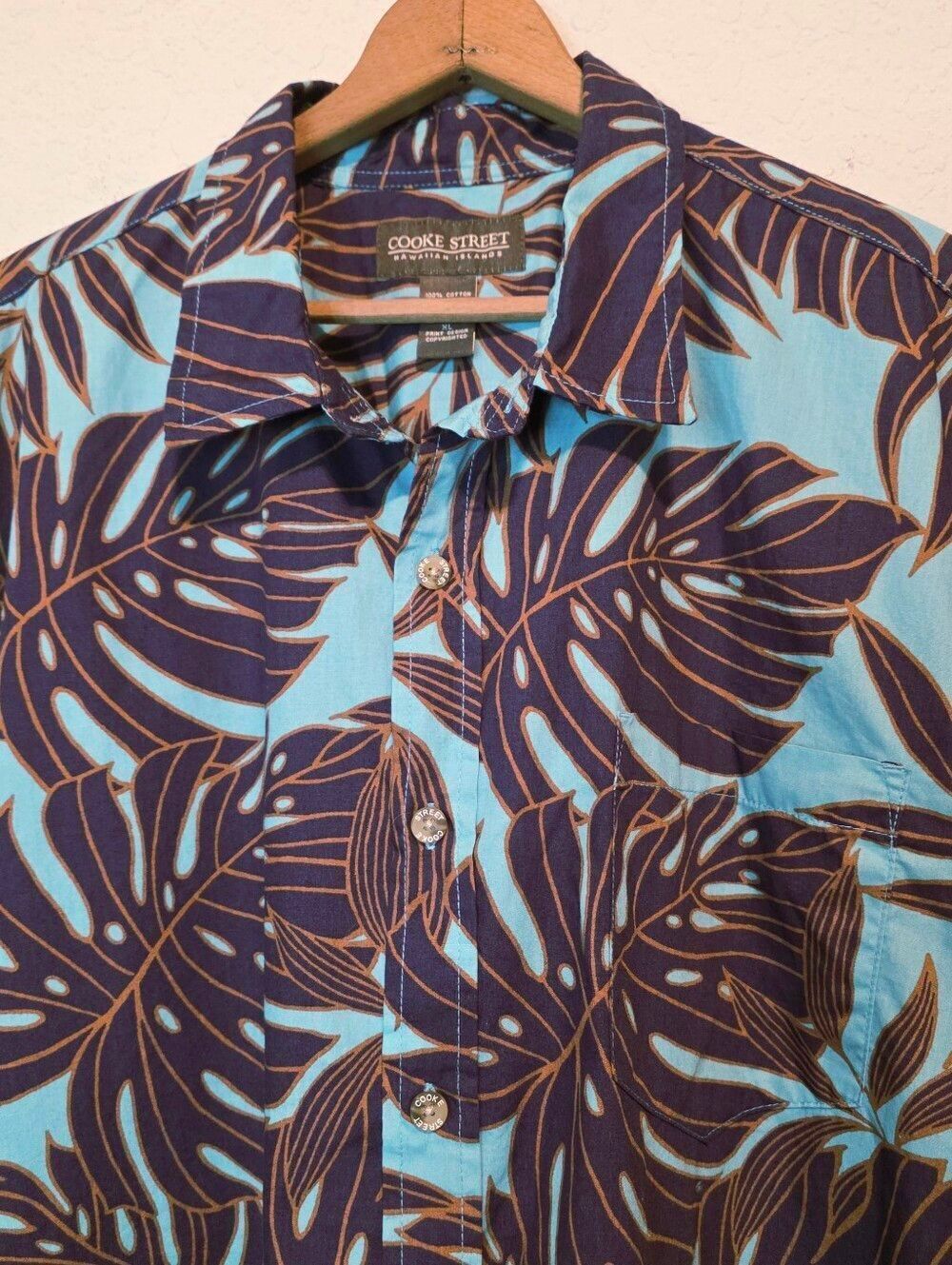 Cooke Street Hawaiian Islands Shirt Cotton Short Sleeve Button Coastal Men XL